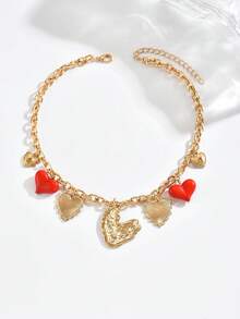 1 chiếc vòng cổ chữ Y thời trang thanh lịch màu vàng hình trái tim đính ngọc trai, hạt nhựa không đối xứng, mặt dây chuyền hình trái tim bằng nhựa màu xanh dương, mặt dây chuyền hình vỏ sò bằng nhựa đính đá nhiều màu sắc, mặt dây chuyền hình trái tim bằng dây xích vàng hình rắn, nhiều kiểu dáng khác nhau, vòng cổ chất lượng dành cho nữ, phù hợp để đeo hàng ngày, đi nghỉ mát, dự tiệc, phối cùng trang phục gợi cảm, quà tặng cho ngày Valentine, ngày của Mẹ, màu sắc họa tiết hoa bằng nhựa ngẫu nhiên, mỗi mặt dây chuyền bằng nhựa đều có dấu vết của khuôn đúc, vui lòng thông cảm. - Nhiều màu - Xem 6