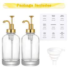 2Pcs Gold Glass Olive Oil & Coffee Syrup Dispenser Bottles, Multi-Purpose Kitchen Cooking Oil Dispenser With 9 Labels, Ideal For Coffee Bar, Home Cooking & Kitchen Organization - View 10