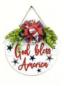 Decoración de Puerta para el Día de la Independencia del 4 de Julio, Colgante de Puerta Dios Bendiga a América, Decoración del Hogar Americano, Letrero de Puerta, Corona Patriótica, Letrero Rústico para Exteriores, Regalo, Decoración Colgante para Vacaciones - Dios bendiga a América - Ver 13