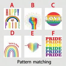1/6 Stücke/Set LGBTQ+ Pride Leinwand Poster, Regenbogen-Themen Wandkunst Dekoration, lebendiges mehrfarbiges Design, mit den Zitaten "Happy Pride", "Love Is Love", "Love Is Never Wrong", Gleichberechtigung & Inklusion Heimdekoration, Gemälde, moderne Pride Month Wanddekoration, Wohnzimmer Schlafzimmer Apartment Ästhetik Ornament, minimalistischer Regenbogen-Muster, Innenraum Wandbehang Kunst, optional mit Rahmen - Mehrfarbig - Übersicht 2