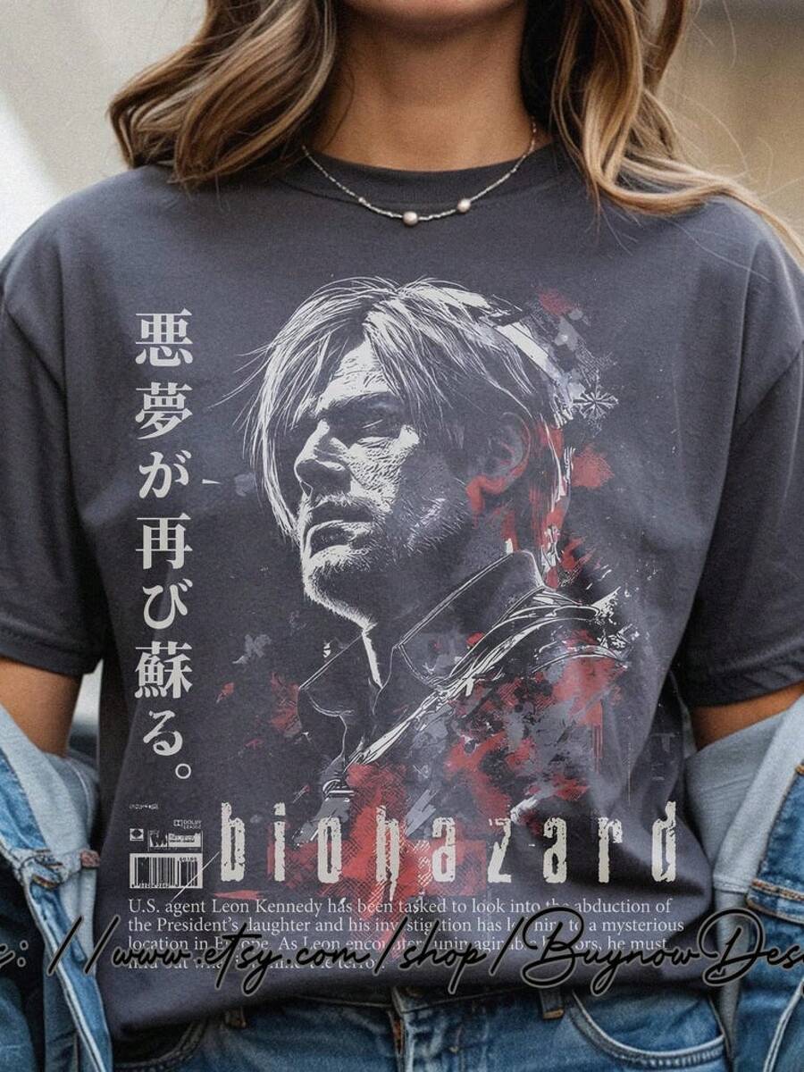 Leon Kennedy Biohazard Vintage Shirt, Retro 90s Bootleg Tee, Leon S Kennedy Grunge Tshirt, RE4 Remake Apparel, Biohazard Merch, Trikot Toto En Ninetta,Kurdisch,,Boho Style Damen,Urlaub Must Have,Sport Set Damen,Maija Women,Pulli,Frühling Outfit,Sommer Outfit Damen,Festival Outfit Damen,Y2k,Ostern,,2000s Style N1LP - 黑色 - 查看 1