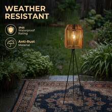 Luces solares para exteriores, IP44 a prueba de agua y viento, luces de suelo de ratán bohemio con trípode antioxidante, luces de suelo de bambú modernas adecuadas para porche, patio trasero, patio, jardín, sala de estar, rincón, decoración del balcón - TY-K236 - Ver 11