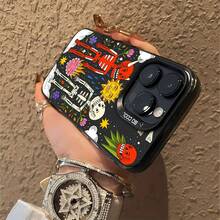 Tema de esqueletos del Día de Muertos, sol y corazónfunda de teléfono Fundas compatibles con ,Apple,VIVO,OPPO,,, y Honor.Fabricadas en silicona TPU,ofrecen protección contra golpes y caídas. - Negro - Ver 6