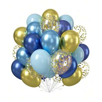 Navy Blue And Gold Balloons, Light Navy Blue Gold Party Balloons With Metallic Blue Gold Ribbons Helium Latex Balloons, Suitable For Gender Reveal Party, Bachelor/Bachelorette Party, Celebration Party, Birthday Party, Graduation Ceremony, Anniversary, Independence Day Party, Bridal Shower, Christmas, Valentine's Day, Mother's Day, Holiday Party, Ramadan