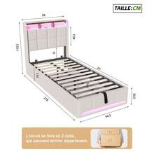 Letto ZSSWSS con contenitore 140/160 x 200 cm con contenitore idraulico, letto matrimoniale imbottito, rete a doghe, struttura letto, copriletto, beige/grigio - Beige - Visualizzare 12