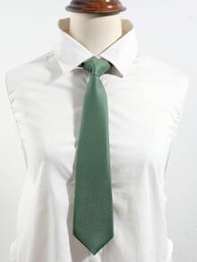 1件 6cm X 32cm 女款無結素色領帶，可調節領帶，適用於襯衫、洋裝、JK制服及正式場合 - 純色 - 查看 6