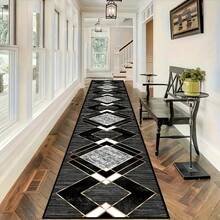 [Crystal Fleece Carpet] 1pc Modern Geometric Abstract Pattern Long Carpet - Non-Slip Crystal Fleece Material Soft Rug - Washable Polyester Long Strip Rug - 5 - View 10