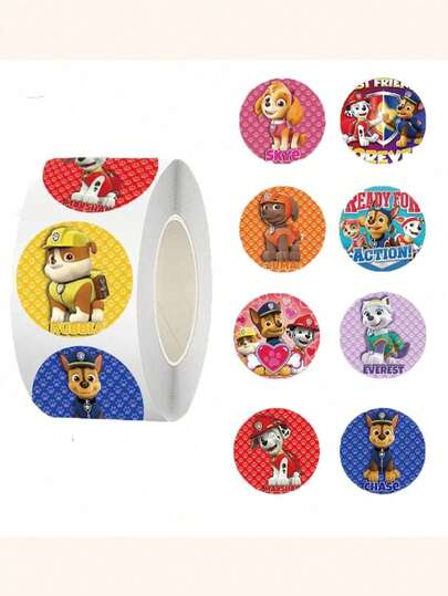  Cute Paw Patrol Cartoon Theme Sealing Sticker Roll - Funny Doodle Style Waterproof Stickers, Suitable For Personalizing Stationery And Luggage, Great For Craft Supplies And Teacher Rewards