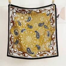 1pc 43-Inch Women's Silky Smooth Printed Square Scarf, Suitable For Holidays, Outings And Daily Wear - Black - View 7