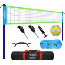 Linlin Stationery Store  Volleyball Net Outdoor - Portable Volleyball Set For Backyard With Professional Volleyball Net Wrap Yarn Volleyball And Pump Boundary Line Carry Bag - Green - View 7
