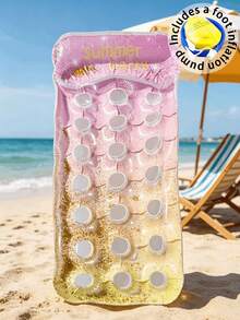 1 pieza Flotador inflable de piscina de verano, material de PVC, patrón de cielo estrellado con lentejuelas hueco, cama flotante inflable, balsa de piscina inflable, adecuado para fiesta de piscina de vacaciones, bomba de aire aleatoria incluida - Cama flotante en cueva de cielo estrellado - Ver 17