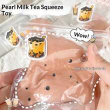 1pc Cute & Realistic Pearl Milk Tea Ball Design, Soft & Elastic Texture, Good Slow Rebound Effect, Suitable For Stress Relief. Compact & Adorable, Ideal For Desktop Decor, Durable Material Construction. - Multicolor - View 2