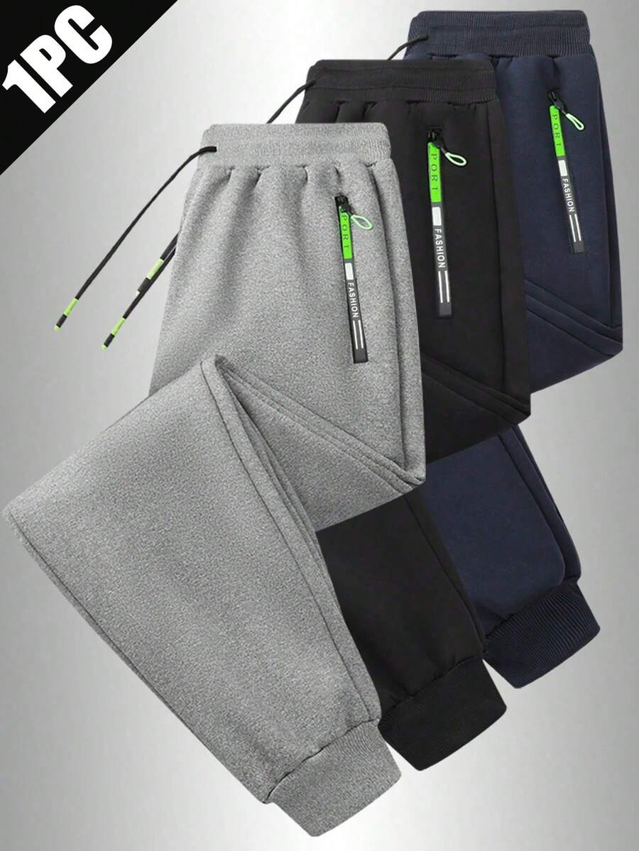 1pc Casual Outdoor Jogger Pants, Boyfriend Style, All-Season, Fashionable Zipper Design, Suitable For Outdoor Camping, Adventure And Street Wear Sports - Grey - View 1