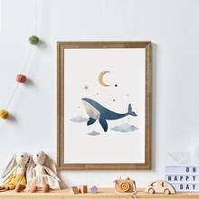 Tranh canvas treo tường (1 tấm), trang trí chủ đề không gian cho phòng trẻ em, tranh trang trí tường chủ đề phi hành gia, tranh cá voi vũ trụ, tranh trang trí phòng trẻ em phong cách Bắc Âu, tranh trang trí phòng chơi game, trang trí phòng trẻ sơ sinh, tranh áp phích mầm non, tranh trang trí động vật hoạt hình, quà tặng cho bé, quà tặng cho trẻ sơ sinh - Nhiều màu - Xem 8