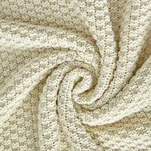 Longhui Bedding - Cobija de tejido de punto para sofá suave acogedora lavable a máquina 100 % algodón peso pesado de 1.3 kg 129.5 x 160 cm color - Crema - Ver 5