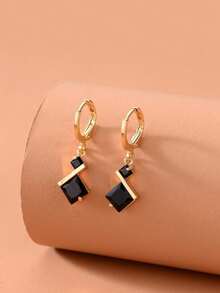 Rhinestone Geo Drop Earrings X4IA - 銀色 - 查看 1