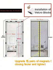 1pc Upgraded Magnetic Self-Sealing Screen Door, Heavy Duty Magnetic Closure To Prevent Insects, Retractable Mesh Sliding Screen Door - Multicolor - View 7