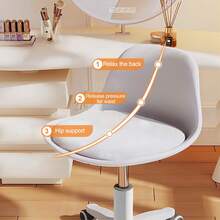 Height Adjustable Armless Task Chair, Cute Soft Padded Small Seat For Home Office & Teen Bedroom - Five-wheeled Armless Work Chair - View 2
