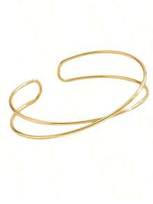 6pcs Set Geometric Metal Armband Exaggerated Leaf Bracelet Set, Suitable Party,, Daily Wear - Gold - View 2