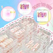 1PC Creative Nail Art Storage Box, Transparent Acrylic Dustproof Packaging For Finished Nail Art Styles, Dedicated Nail Tip Organizer Display Box, Transparent Jewelry Storage Box, Small Card Storage Box,Nail Tech Supplies - Transparent - View 6