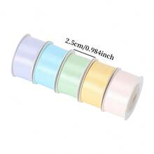 5 Rolls Colorful High Density Polyester Satin Ribbon, Soft Texture, Suitable For Flower Gift Wrapping, Fruit & Blue Decor Bows, Cake Baking Packaging Tapes, Handmade Sewing Craft DIY Bow Ribbons - Style 1 - View 14