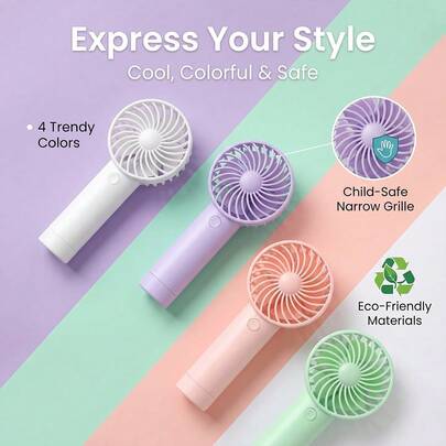 AOYI 1 pieza Ventilador de bolsillo mini recargable por USB, ventilador de enfriamiento personal portátil para exteriores, oficina, dormitorio, escuela, partido de fútbol