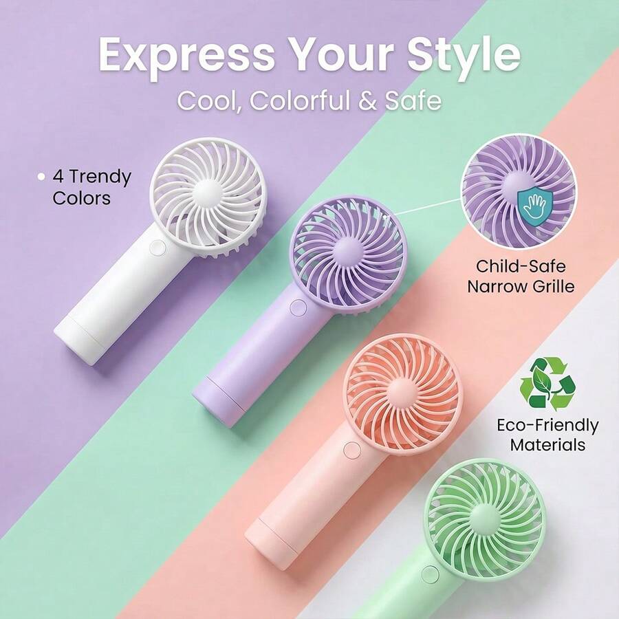 AOYI 1pc USB Rechargeable Handheld Mini Pocket Fan, Portable Personal Cooling Fan For Outdoor, Office, Dorm, School, Football Match - View 1