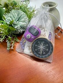 5-In-1 Holiday Gift Set: Electronic Ring Counter, Compass, Faux Pearl, Wedding Greeting Card, Gift Bag Packaging, Ideal For Holiday Gifts - 5-in-1 Set - View 9