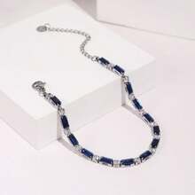 1 chiếc vòng tay đơn lớp đính đá Zirconia màu xanh dương sáng bóng, thanh lịch, thích hợp làm quà tặng hàng ngày, dự tiệc, lễ Eid, quà tặng Ngày của Mẹ cho phụ nữ. - Nhiều màu - Xem 3