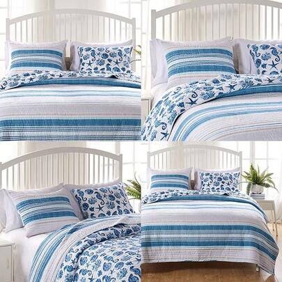 Greenland Home Pebble Beach - Funda de Almohada Reversible tamaño King Color Azul