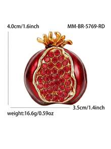 1pc Zinc Alloy Pomegranate Brooch - Red 5769 - View 6