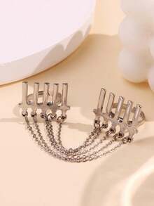 Nhẫn bạc kiểu Punk với chuỗi tua rua xếp lớp, trang sức độc đáo mang phong cách Y2K, phù hợp cho cả nam và nữ, dự tiệc, tiệc chiêu đãi, du lịch hoặc làm quà tặng. - nhiều màu - Xem 5