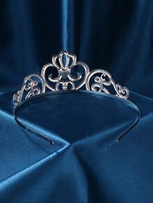 Vương miện ngọc trai bạc kiểu Công chúa Diana, vương miện cô dâu đính đá, phụ kiện dự tiệc sinh nhật, dạ hội. - màu bạc - Xem 2
