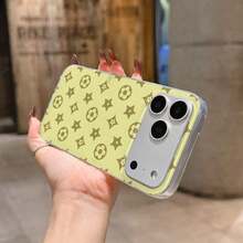 ヴィンテージプリント ドーパミンスタイル ソリッドカラー スマホケース CHAOMUSCLEにYOしい 完全な保護 レンズ対応 Apple 17 16 15 14 13 12 11対応 - イエロー - チェックする 5