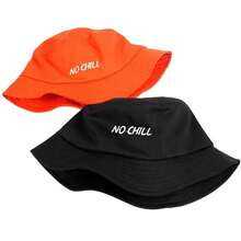 1 pieza Sombrero de cubo bordado "NO CHILL" para hombres, gorra de protección solar para exteriores, casual para primavera/verano, viajes, playa, protección UV, festivales, vacaciones - multicolor - Ver 4