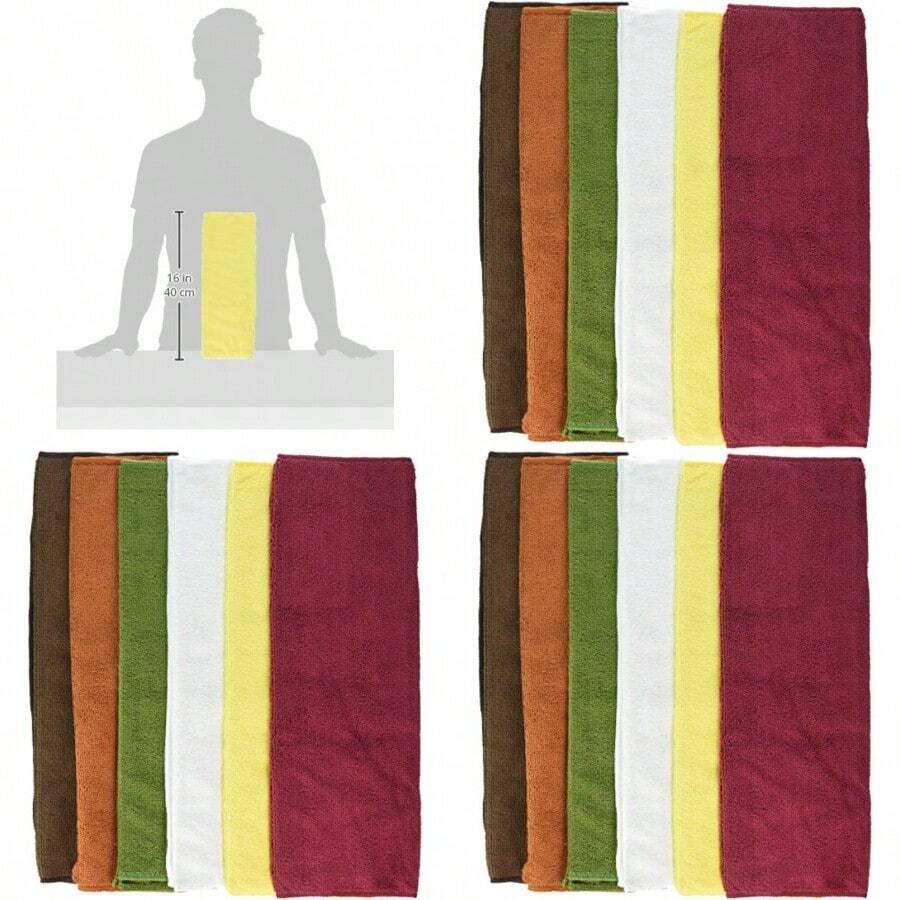 BTM-16AC Microfiber Towels 16 by 16-Inch Assorted Colors - Blanco Verde Amarillo Naranja Rojo - Ver 1