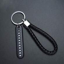 1 pieza Llavero con placa de número de teléfono para coche, placa de contacto de estacionamiento multifuncional, compacto y ahorra espacio, accesorio esencial para el interior del coche adecuado para todos los modelos de vehículos - Llavero con números - Ver 7