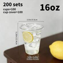 200 Sets Of 12-Ounce/16-Ounce/20-Ounce/24-Ounce Transparent Plastic Cups, With Non-Suction Drinking Lids, Durable And Leak-Proof, Suitable For Iced Coffee, Smoothies, Milkshakes. Ideal For Easter, Weddings, Outdoor Camping, Party Supplies. - White - View 9