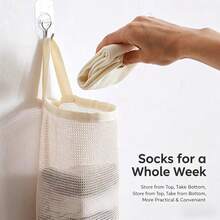 Wall Mounted Sock Storage Bag, Student Dormitory Hanging Underwear Organizer Net Pouch - Multicolor - View 3