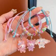 SANRIO 1条/6条装三丽鸥Hello Kitty可调节编织手链，手工可爱树脂吊坠饰品，适合青少年，闺蜜生日礼物，动漫时尚生日礼物，复活节和圣诞节礼物。友谊手链，女孩手链（部分商品随机发货） - 手鍊 - 查看 3
