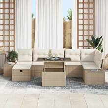 vidaXL Garten-Sofa-Set 8 Pcs Beige Poly-Rattan - Beige - Übersicht 3