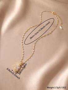 1 chiếc dây chuyền mặt dây hình trái tim giọt nước mạ vàng đính đá Cubic Zirconia, thích hợp đeo hàng ngày cho nữ. - Vàng - Xem 2