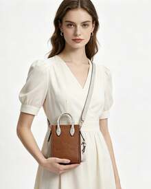 Michael Kors 米雷拉女士手提包套装，含钱包、可调节肩带、小号托特单肩包，女士通勤工作包 - 棕色 - 查看 4