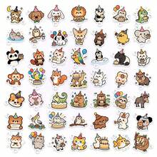 50pcs New Cartoon Animal Birthday Stickers, Waterproof Removable Luggage Decor Stickers - 50 New Animal Birthday Stickers - View 6