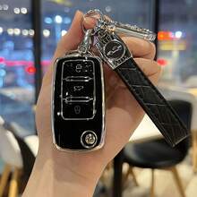 1pc Car Key Case With Classic PU Keychain, Car Key Protector, Protect Your Car Key, Suitable For Sprinter, Lavida, Golf Smart Remote Key - A - View 3