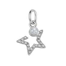 1pc Kawaii Animal & Flower Pearl Dangle Charms, Silver Plated Rhinestone Pendants For DIY Handmade Bracelet Necklace Jewelry Making - Silver - View 20