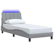 vidaXL Bettgestell ohne Matratze "Hanko" Hellgrau 90x190 cm Stoff - Gris - Voir 5