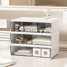 1/2/3pcs Stackable Desktop Storage Box, File Sorting Organizer, Small Drawer Desktop Storage Box, Transparent Small Plastic Drawer Cabinet, Stackable Plastic Drawer, Suitable For Home, Office, Crafts, Pencils And Other Items Desktop And Drawer Storage Organizer, Home Storage Product, Desktop Organization Tool, Back To School, Graduation Season - White - View 12
