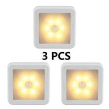 1pc Square Motion Sensor Night Light, LED Auto Sensor Wall Lamp, Battery Powered, Home Decor For Bedroom, Room, Corridor, Staircase, Bedside Cabinet, Wardrobe, Sensor Night Light, Staircase And Bathroom Sensor Light - Square - View 15