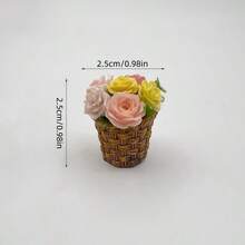 1pc Mini Flower Baskets, Flower Basket Models, Small Flower Baskets, Mini Micro Flower Potted Plants, Dollhouse Decor Scene Accessories, Food And Toy Photo Props, Mini Flower Potted Plants, Micro Scene Decorative Ornaments - Multicolor - View 15